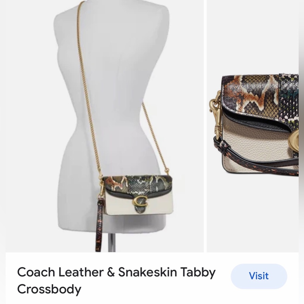 Coach Leather & Snakeskin Tabby  Crossbody